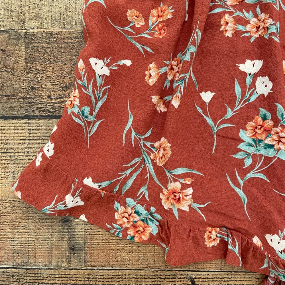 AEO Rust Floral Strapless Romper - Picture 4 of 10
